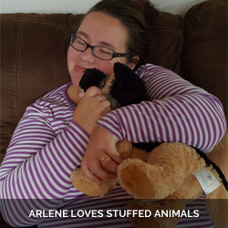 Arlene loves stuffed animals